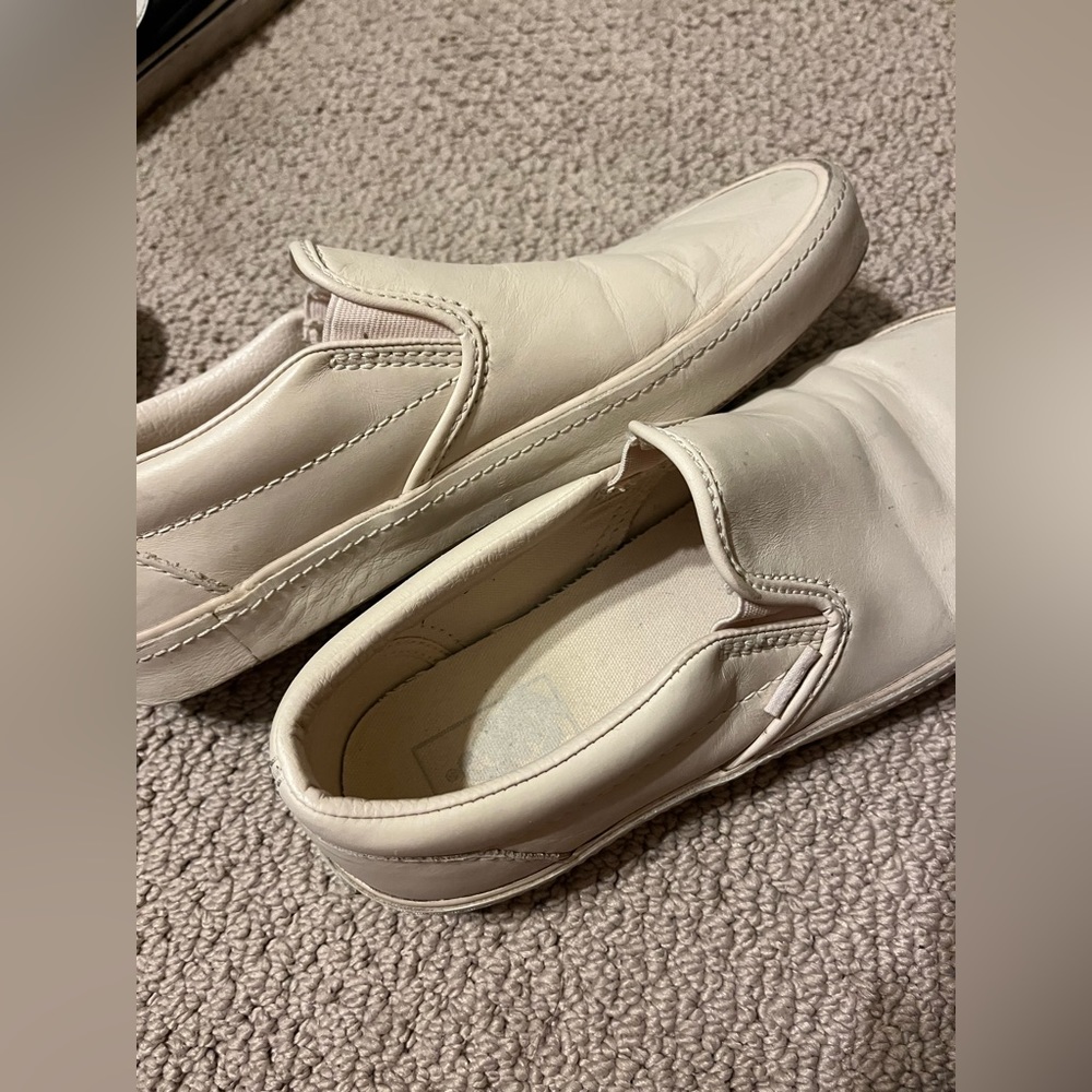 Cream/off white leather vans size 11 womens (9.5 mens)